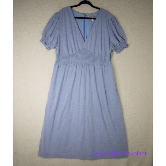 Anthropologie HUTCH blue Dress scalloped elastic waistline, size 3X - Picture 1 of 16